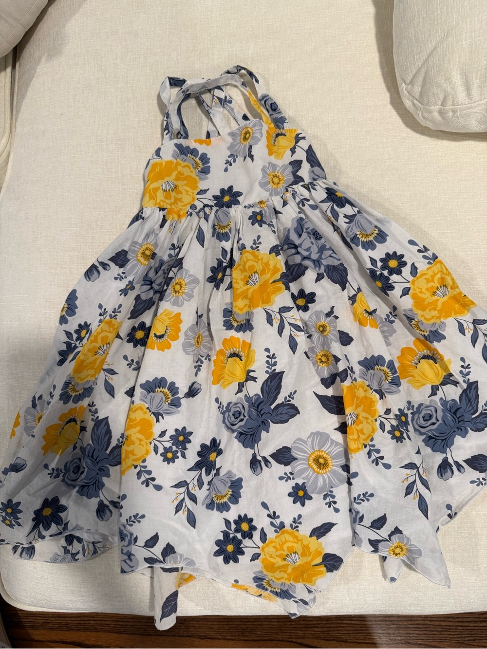 Girls Joie Yellow and Blue Floral Dress, 4T